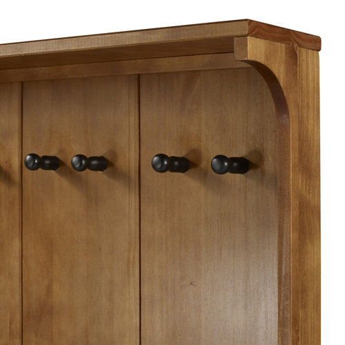 Corrigan Studio® Malena Pine Solid Wood Hall Tree with Bench and Shoe